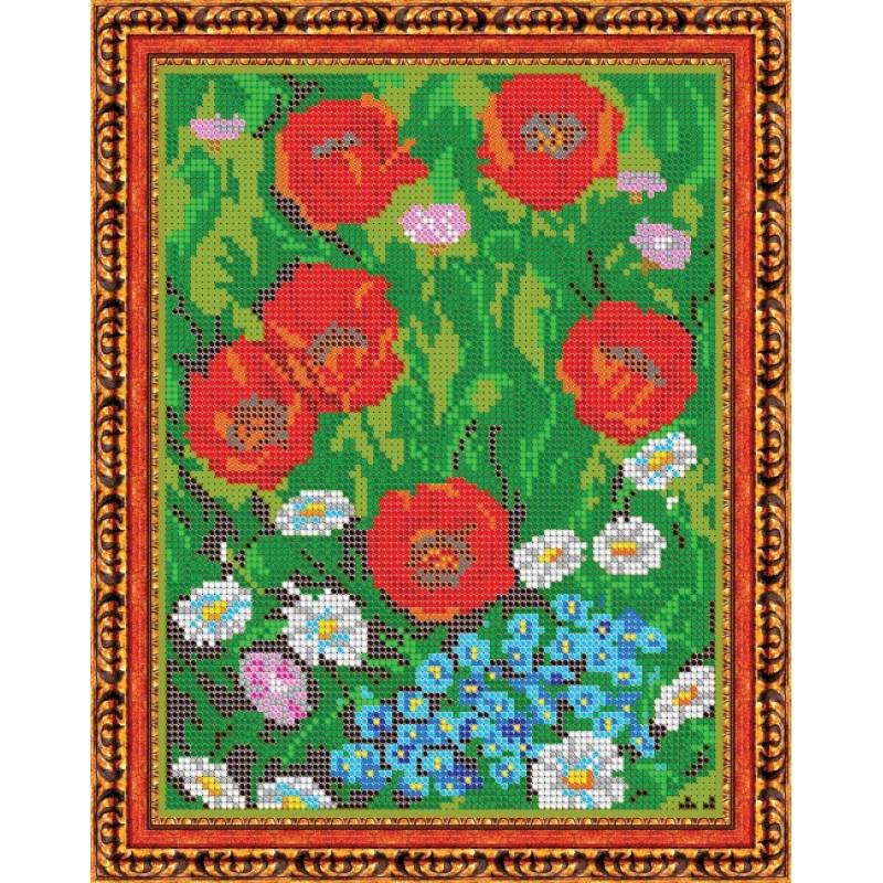«Светлица» набор для вышивания бисером №270П «Маки» бисер Чехия 19x24см