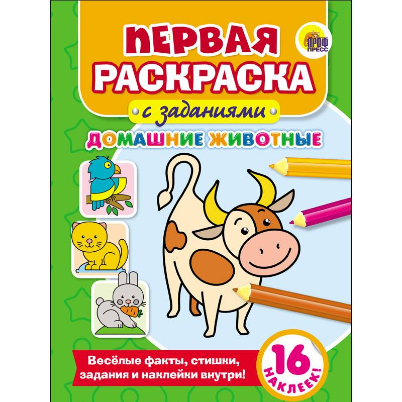 Первая раскраска с заданиями. Домашние животные