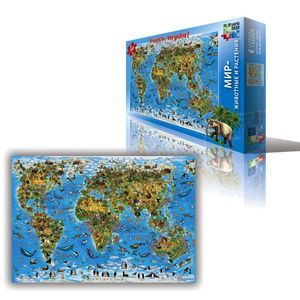 Мир-животные и растения. Карта-пазл. 260 деталей