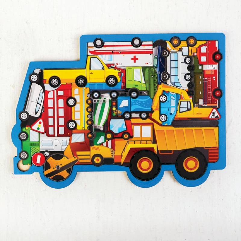 Головоломка 'Машины', размер 28x20 см, головоломка логическая