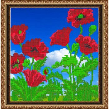 «Светлица» набор для вышивания бисером №029 «Маки» бисер Чехия 32,9x33,2 см