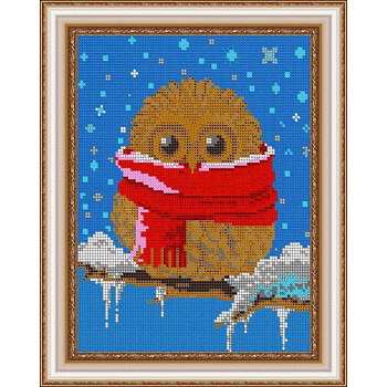 «Светлица» набор для вышивания бисером №493П «Зимняя совушка» бисер Чехия 19x24 см