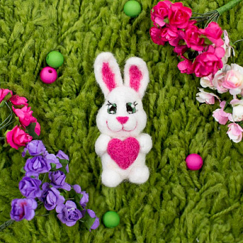 Брошь из шерсти «Зайчик». Набор для творчества