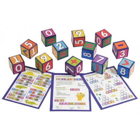 Обучение счету. Математика, книга Умные кубики в поддончике. 12 штук. Учимся считать купить по скидке